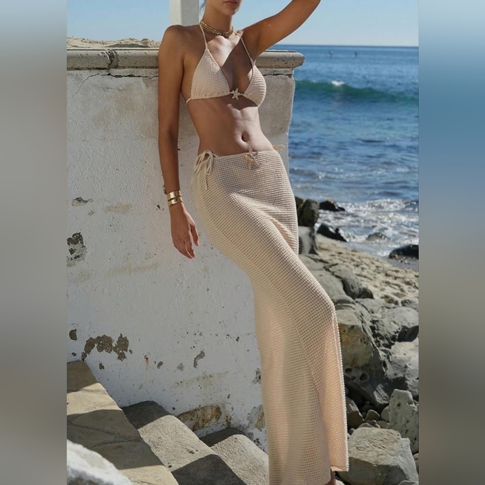 SHENHE Women's 3 Piece String Bikini Set Triangle Halter Starfish Swimsuit